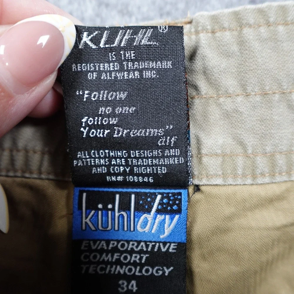 Kuhl Shorts Mens 34 Green KuhlDry Cargo Hiking Outdoor Utility Lightweight Trail